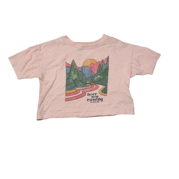 The North Face Girls Never Stop Exploring Pink Crop Tee - Picture 1 of 4